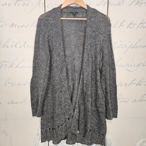 Eileen Fisher Cardigan Size XL Gray Linen Alpaca Wool Open Front